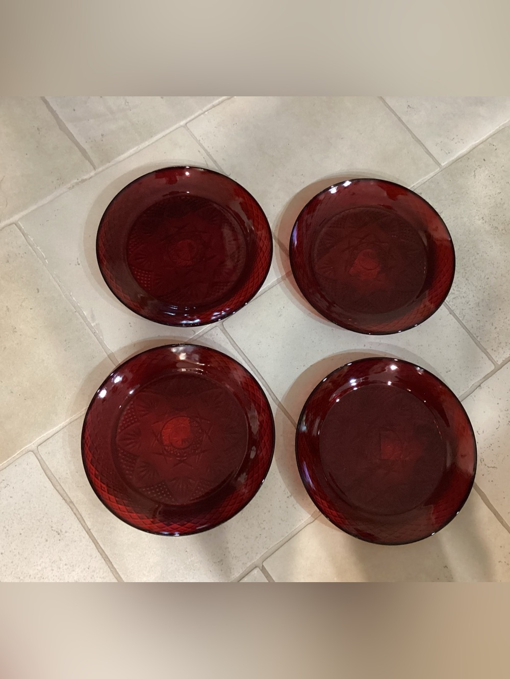 NWT Vintage Luminarc Ruby Red 
Plates Set of 4